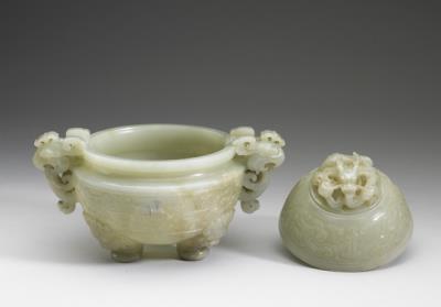 图片[2]-Jade incense burner with animal-mask pattern, Qing dynasty (1644-1911)-China Archive